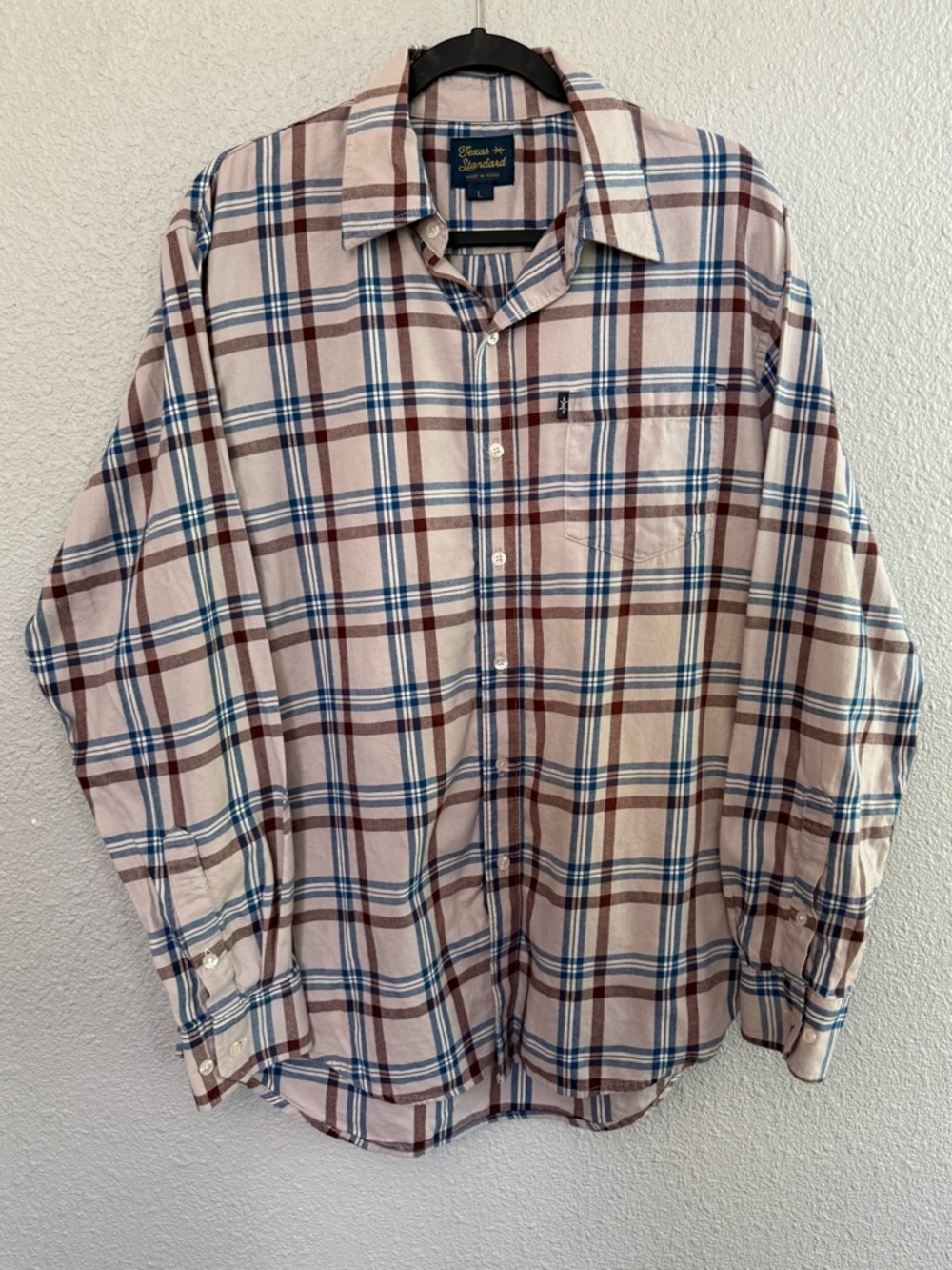 Men’s Texas Standard Long Sleeve Plaid Shirt size Large